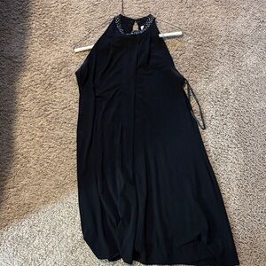 Calvin Klein Black Beaded Backless Dress